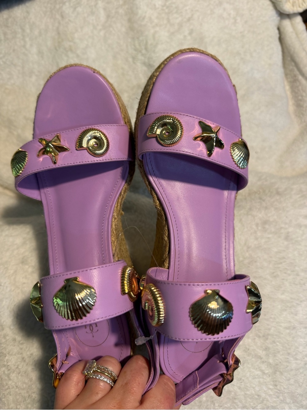 Larroude Madison Espadrille Wedge in Lilac Leather 9 - Picture 7 of 13